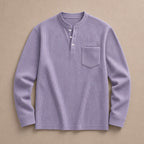 Long Sleeve Henley Waffle Knit Violet – Product Photo