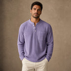 Long Sleeve Henley Waffle Knit in Violet – Tarlano Premium Menswear