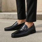 Loafer Shoes Leather Bit Buckle Detail in Black – Tarlano Premium Menswear