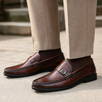 Loafer Shoes Leather Bit Buckle Detail Brown – Full Look