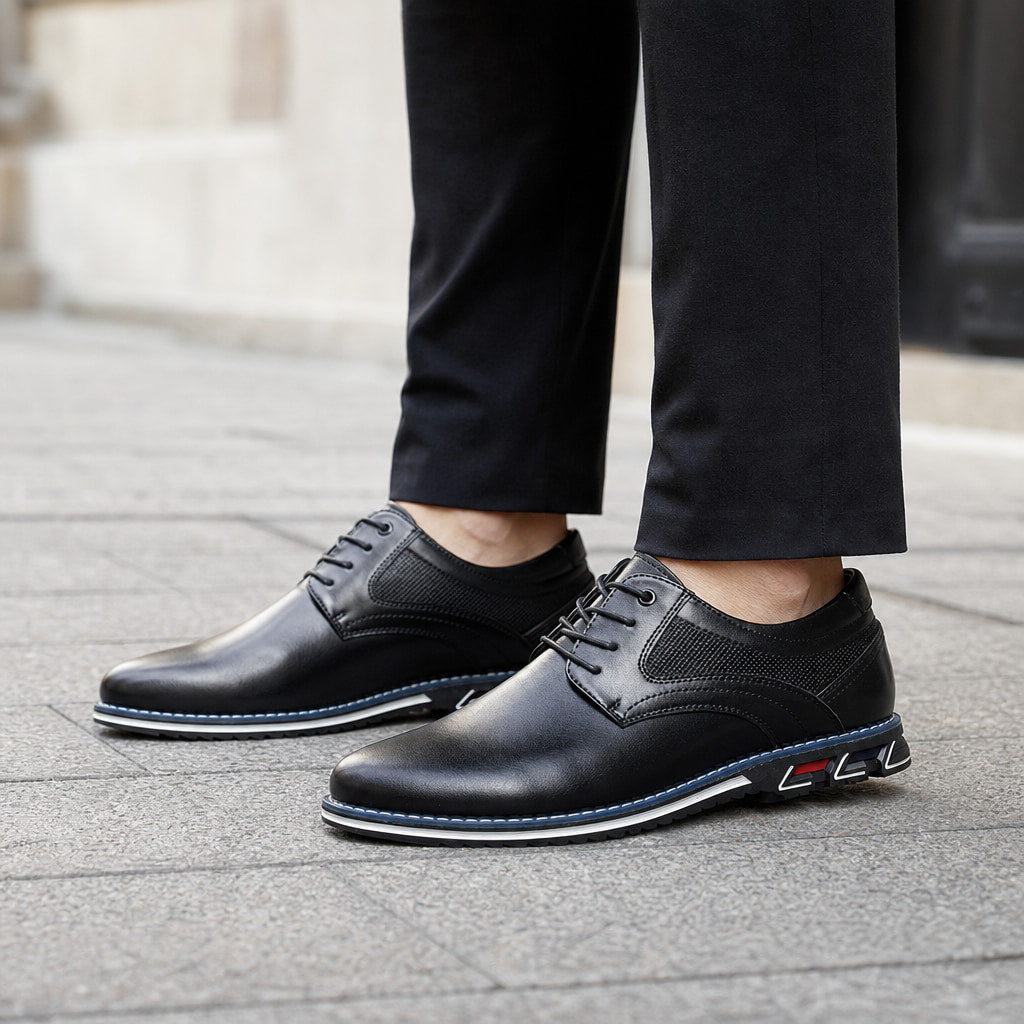 Oxford Shoes Lace-Up Leather Business Two Colors in Black – Tarlano Premium Menswear
