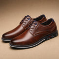 Oxford Shoes Lace-Up Leather Business Two Colors Brown – Product Photo
