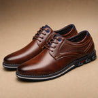 Oxford Shoes Lace-Up Leather Business Two Colors Brown – Product Photo