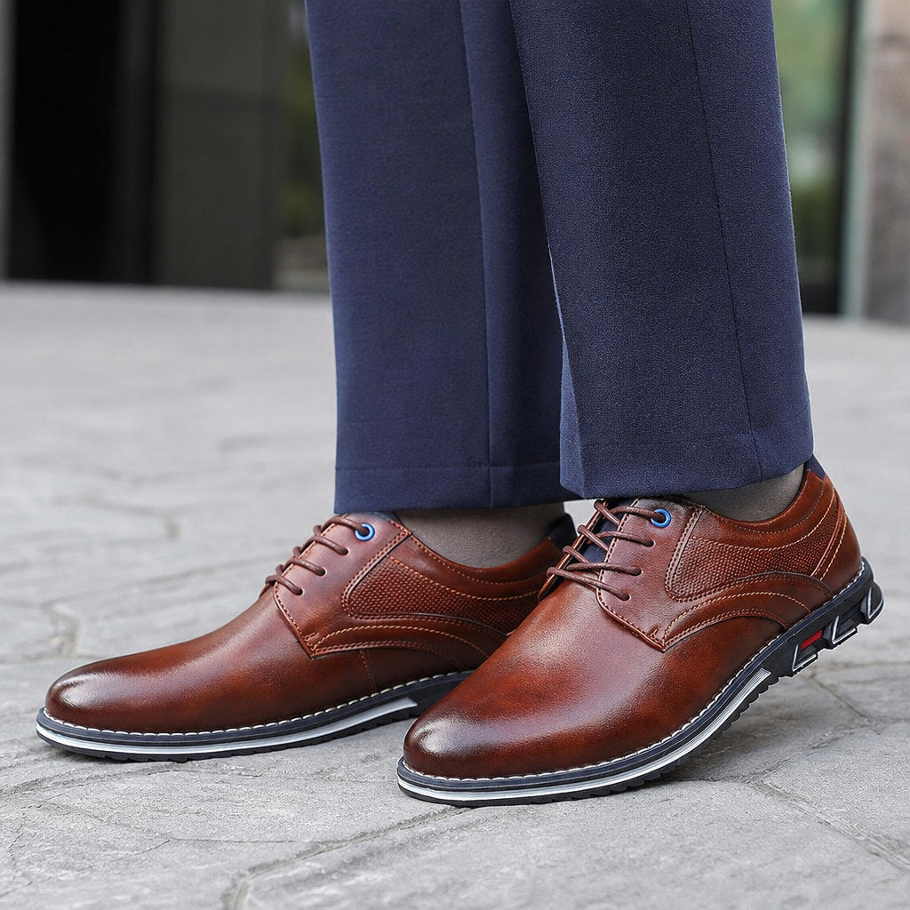 Oxford Shoes Lace-Up Leather Business Two Colors in Brown – Tarlano Premium Menswear