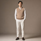 Knitted Waistcoat Cashmere V-Neck Camel – Full Look