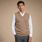 Knitted Waistcoat Cashmere V-Neck Camel – Product Photo