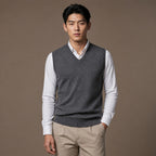 Knitted Waistcoat Cashmere V-Neck Dark Grey – Product Photo