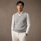 Knitted Waistcoat Cashmere V-Neck in Grey – Tarlano Premium Menswear