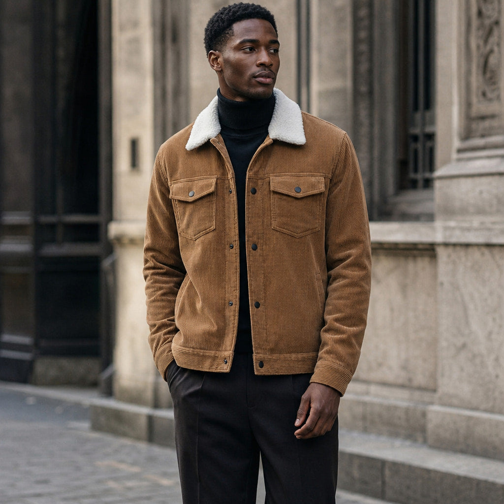 Corduroy Jacket Regular Fit Brown – Styled Editorial Shot