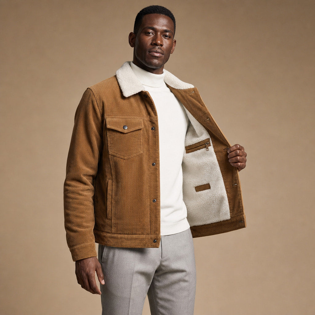 Corduroy Jacket Regular Fit Brown – Interior Lining Detail