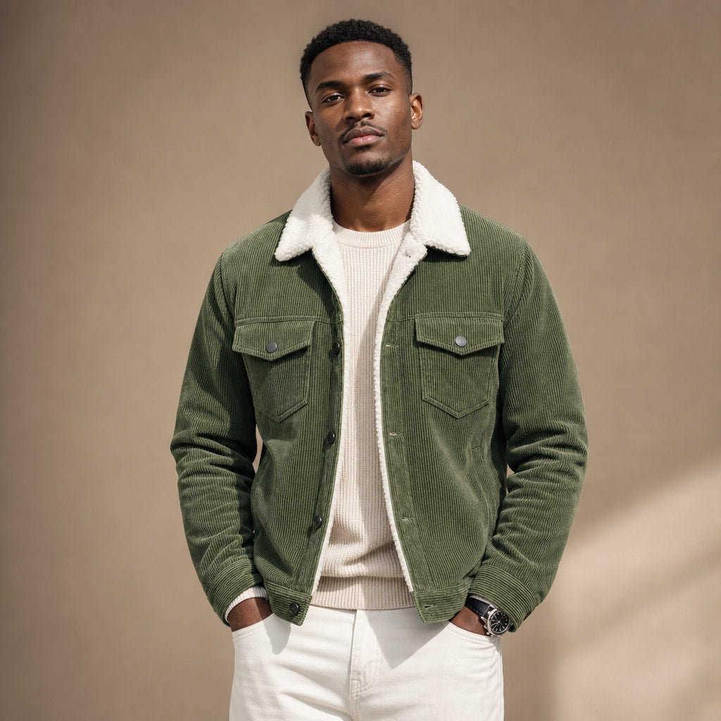 Corduroy Jacket Regular Fit Green – Product Photo