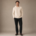 Graphic Hoodie Wool Knit Pullover Beige – Full Look