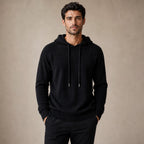 Graphic Hoodie Wool Knit Pullover in Black – Tarlano Premium Menswear