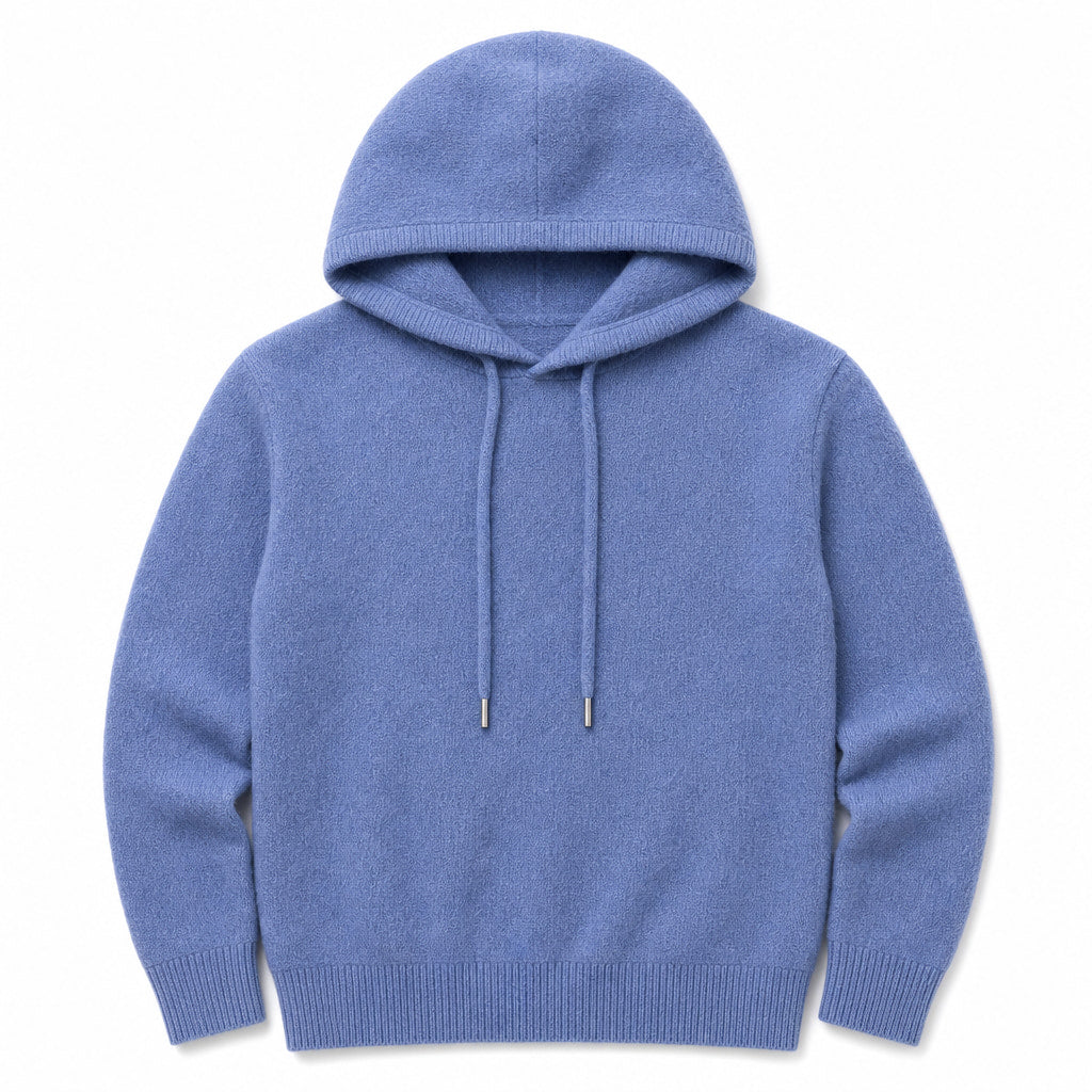 Graphic Hoodie Wool Knit Pullover Blue – Product Photo