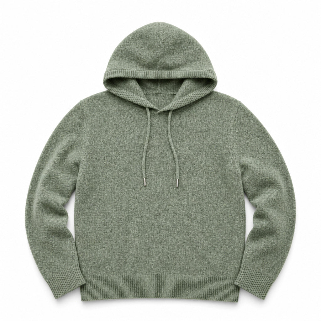 Graphic Hoodie Wool Knit Pullover Green – Product Photo
