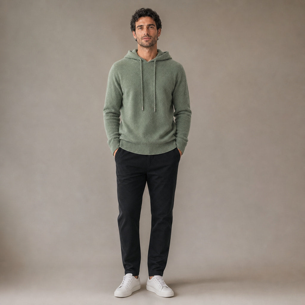 Graphic Hoodie Wool Knit Pullover in Green – Tarlano Premium Menswear