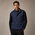 Quilted Vest Polo Collar Multi-Pocket Padded Blue – Product Photo