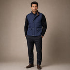 Quilted Vest Polo Collar Multi-Pocket Padded in Blue – Tarlano Premium Menswear