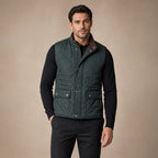 Quilted Vest Polo Collar Multi-Pocket Padded in Green – Tarlano Premium Menswear