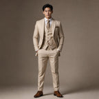 Three Piece Suit Slim Fit Formal in Beige – Tarlano Premium Menswear