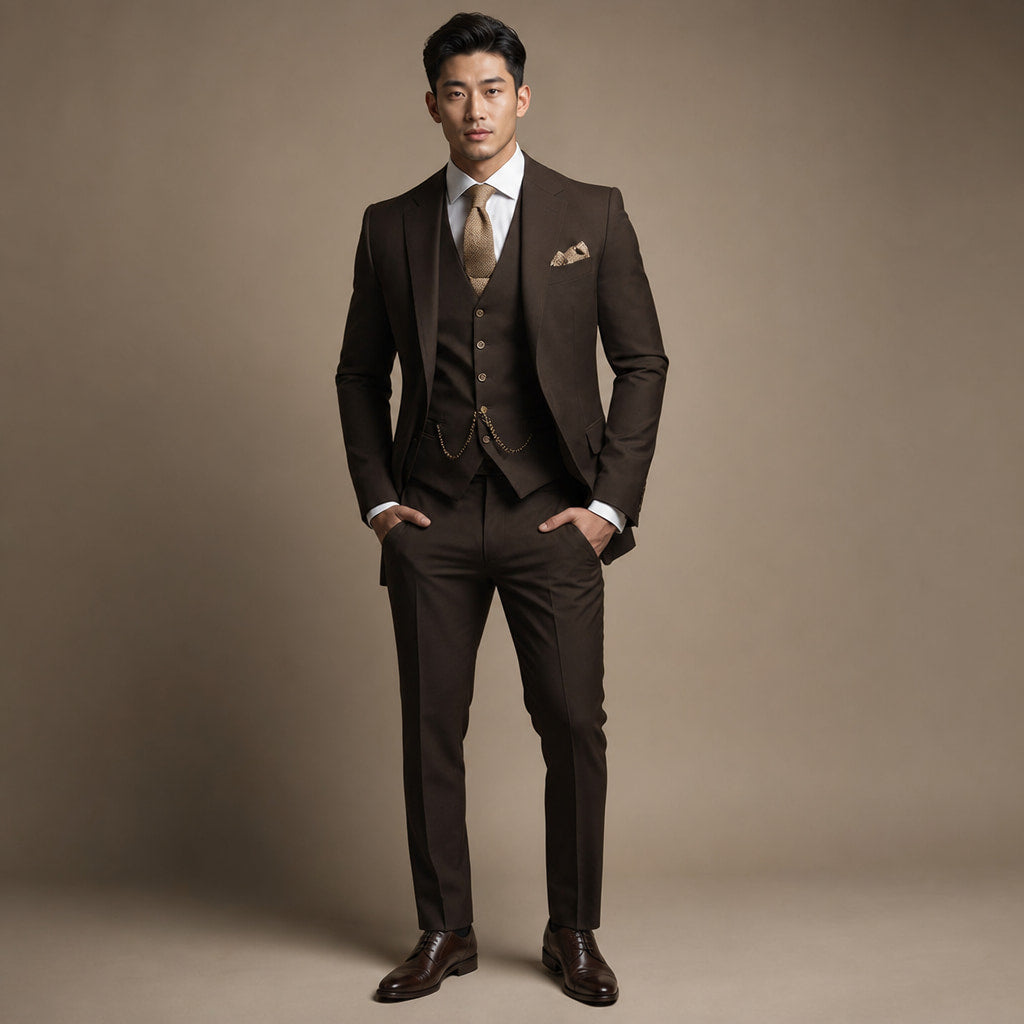 Three Piece Suit Slim Fit Formal Coffee – Product Photo