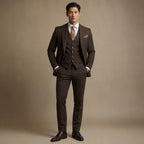 Three Piece Suit Slim Fit Formal in Coffee – Tarlano Premium Menswear