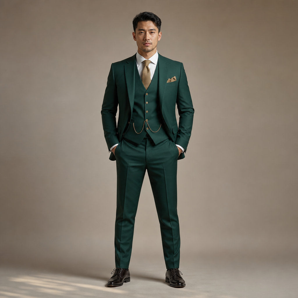 Three Piece Suit Slim Fit Formal in Dark Green – Tarlano Premium Menswear