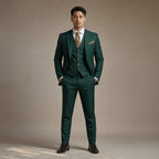 Three Piece Suit Slim Fit Formal in Dark Green – Tarlano Premium Menswear