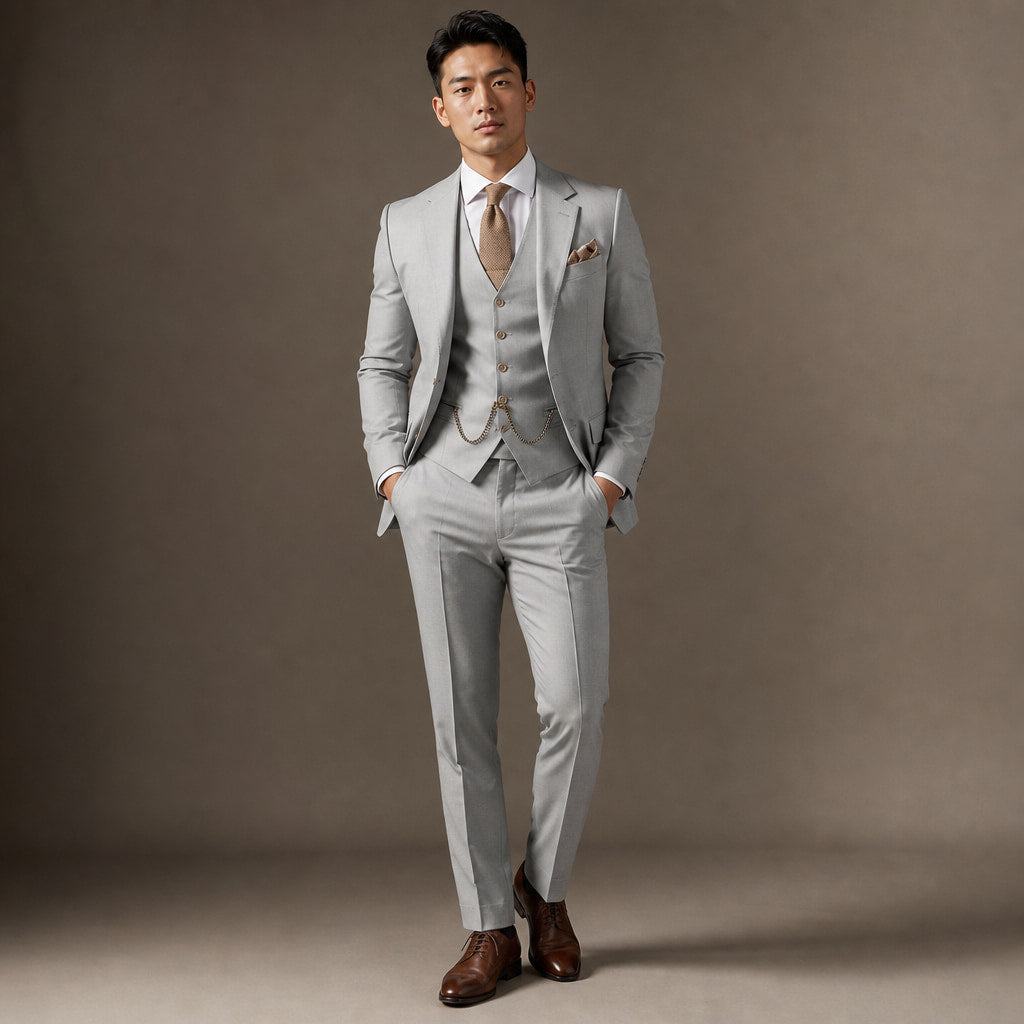 Three Piece Suit Slim Fit Formal Gray – Product Photo