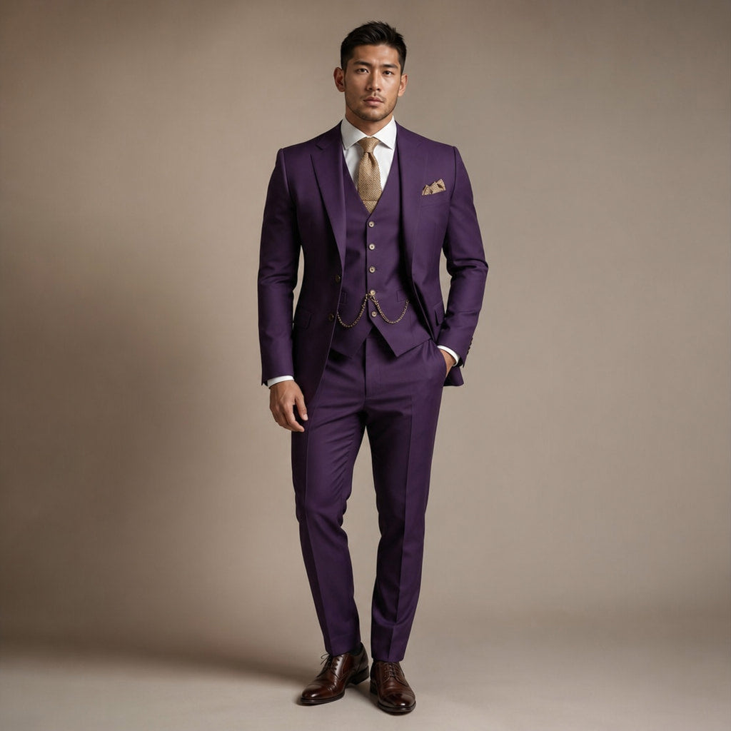 Three Piece Suit Slim Fit Formal in Purple – Tarlano Premium Menswear