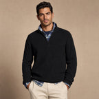 Quarter Zip Sweater Ribbed Knit in Black – Tarlano Premium Menswear
