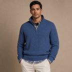 Quarter Zip Sweater Ribbed Knit in Blue – Tarlano Premium Menswear