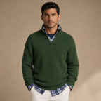 Quarter Zip Sweater Ribbed Knit in Green – Tarlano Premium Menswear