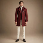 Long Wool Coat Structured Collar in Crimson Red – Tarlano Premium Menswear