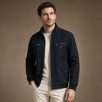 Puffer Jacket Quilted Zip Front Black – Side Angle View
