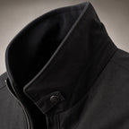 Puffer Jacket Quilted Zip Front Black – Fabric and Detail Close-Up