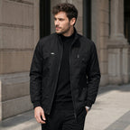 Puffer Jacket Quilted Zip Front Black – Styled Editorial Shot