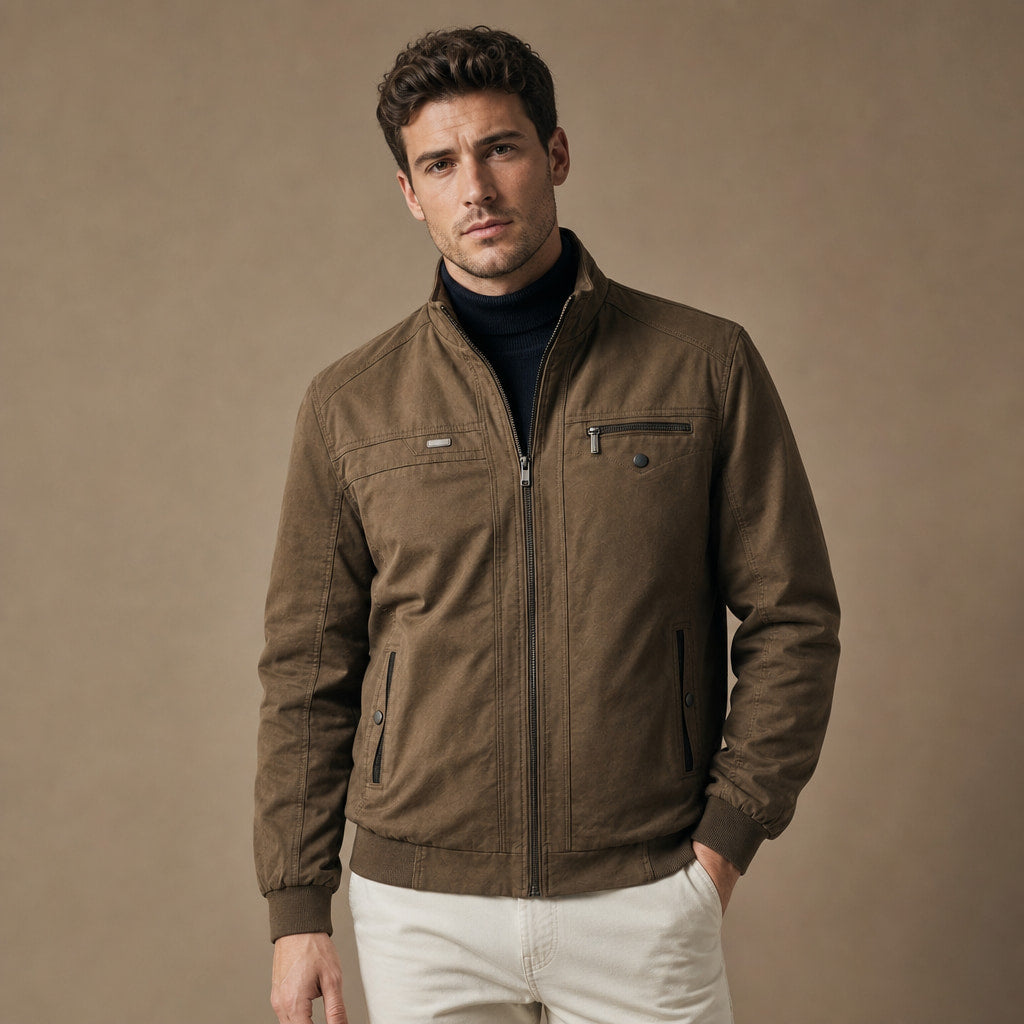 Puffer Jacket Quilted Zip Front Brown – Product Photo
