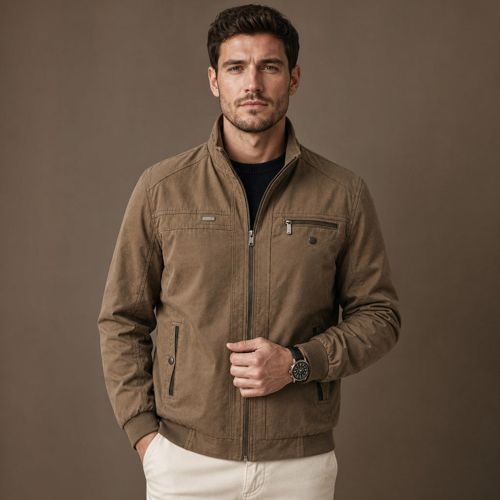 Puffer Jacket Quilted Zip Front in Brown – Tarlano Premium Menswear