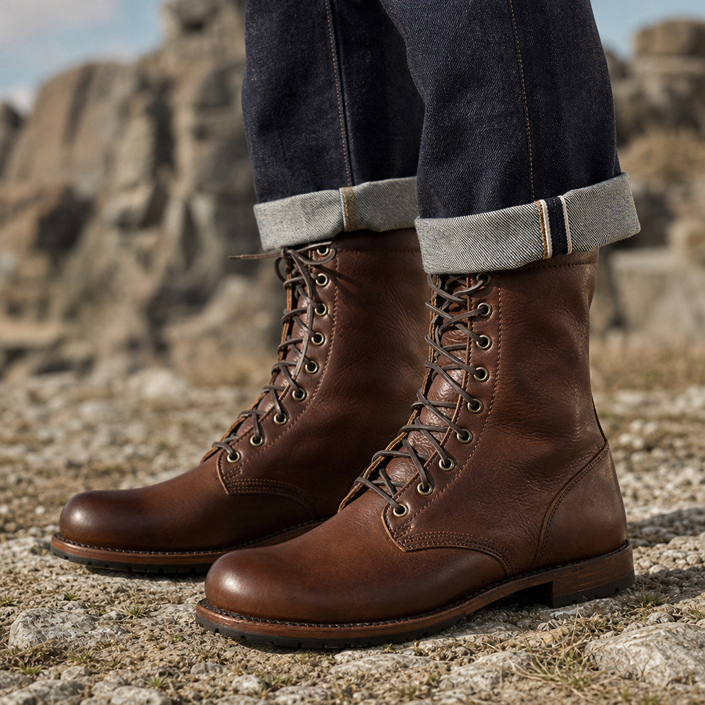 Chukka Boots Leather High-Top Dark Brown Dark Brown – Full Look