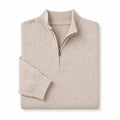 Quarter Zip Sweater Slim Fit Mock Neck Knit Pullover Beige – Product Photo