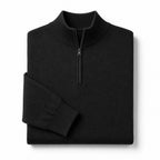 Quarter Zip Sweater Slim Fit Mock Neck Knit Pullover Black – Product Photo