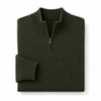 Quarter Zip Sweater Slim Fit Mock Neck Knit Pullover Green – Product Photo