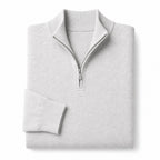 Quarter Zip Sweater Slim Fit Mock Neck Knit Pullover Light Gray – Product Photo