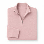 Quarter Zip Sweater Slim Fit Mock Neck Knit Pullover Pink – Product Photo