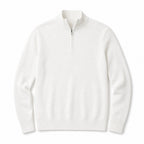 Quarter Zip Sweater Slim Fit Mock Neck Knit Pullover White – Product Photo