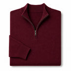 Quarter Zip Sweater Slim Fit Mock Neck Knit Pullover Wine – Product Photo