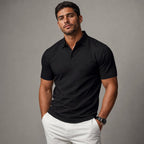 Classic Pique Polo Shirt in Black Black – Product Photo