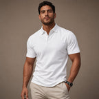 Classic Pique Polo Shirt in Black White – Product Photo