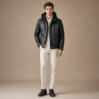 Coalspire Black Leather Double-layered Hooded Jacket For Men Black – Full Look